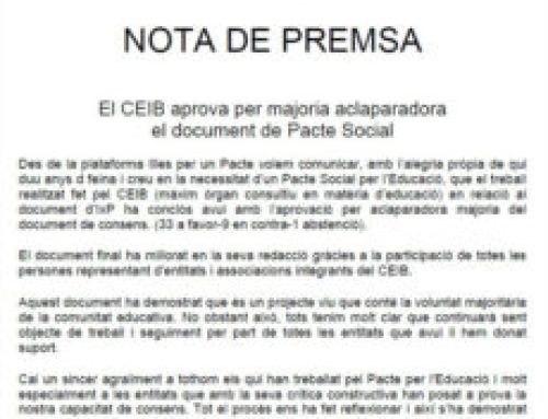 PACTE PER L’EDUCACIÓ – document aprovat pel CEIB